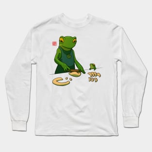 Frog and her Sprog Making Dumplings Mother's Day Long Sleeve T-Shirt